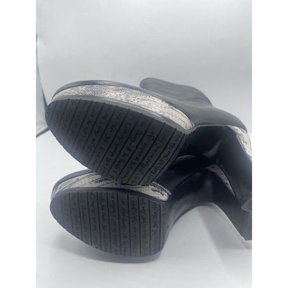 John Fluevog Black Leather Snakeskin Heel Boots Sz 9 - Picture 13 of 13
